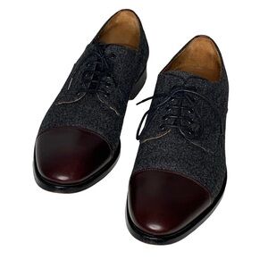 TAFT Men's "Jack" Gray Wool & Oxblood Lace Up Oxford Dress Shoes Size 43 US (10)